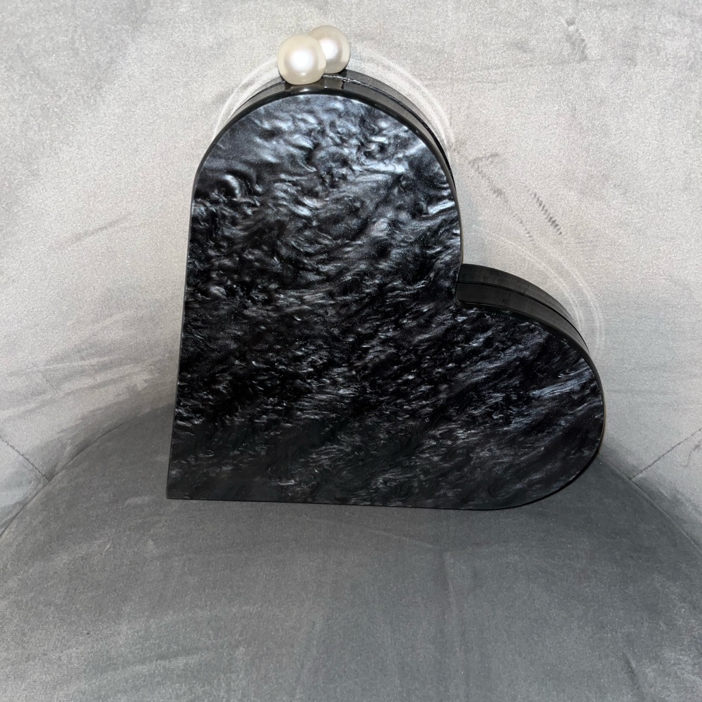 Marbled Perspex Heart Shaped Clutch Bag